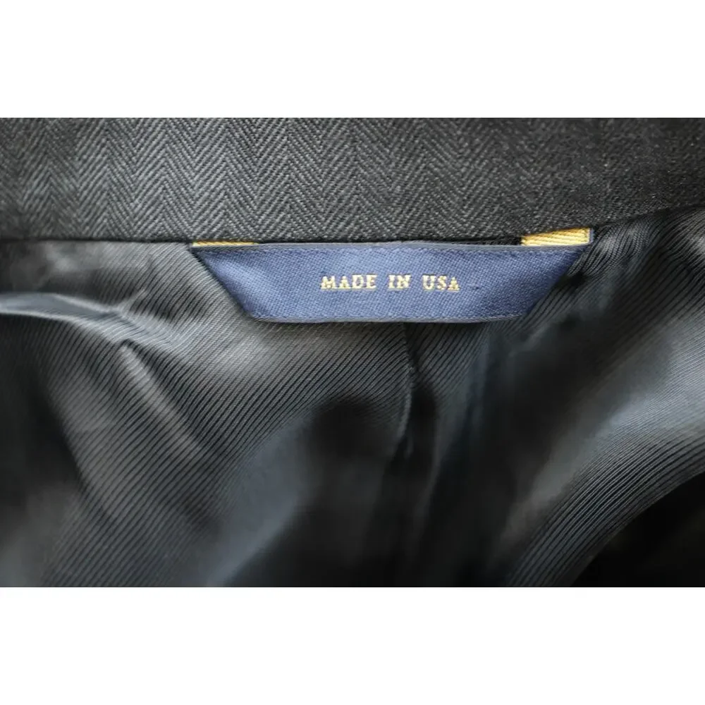 Brooks Brothers Blazer Mens 44L‎ Gray 100% Wool Herringbone Suit Jacket USA